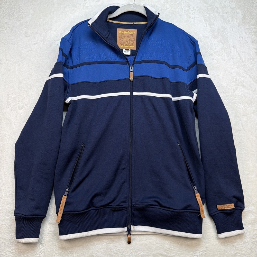 Track Jacket Full Zip Mens Small Blue Stripe Retro Streetwear Casual Zip Up